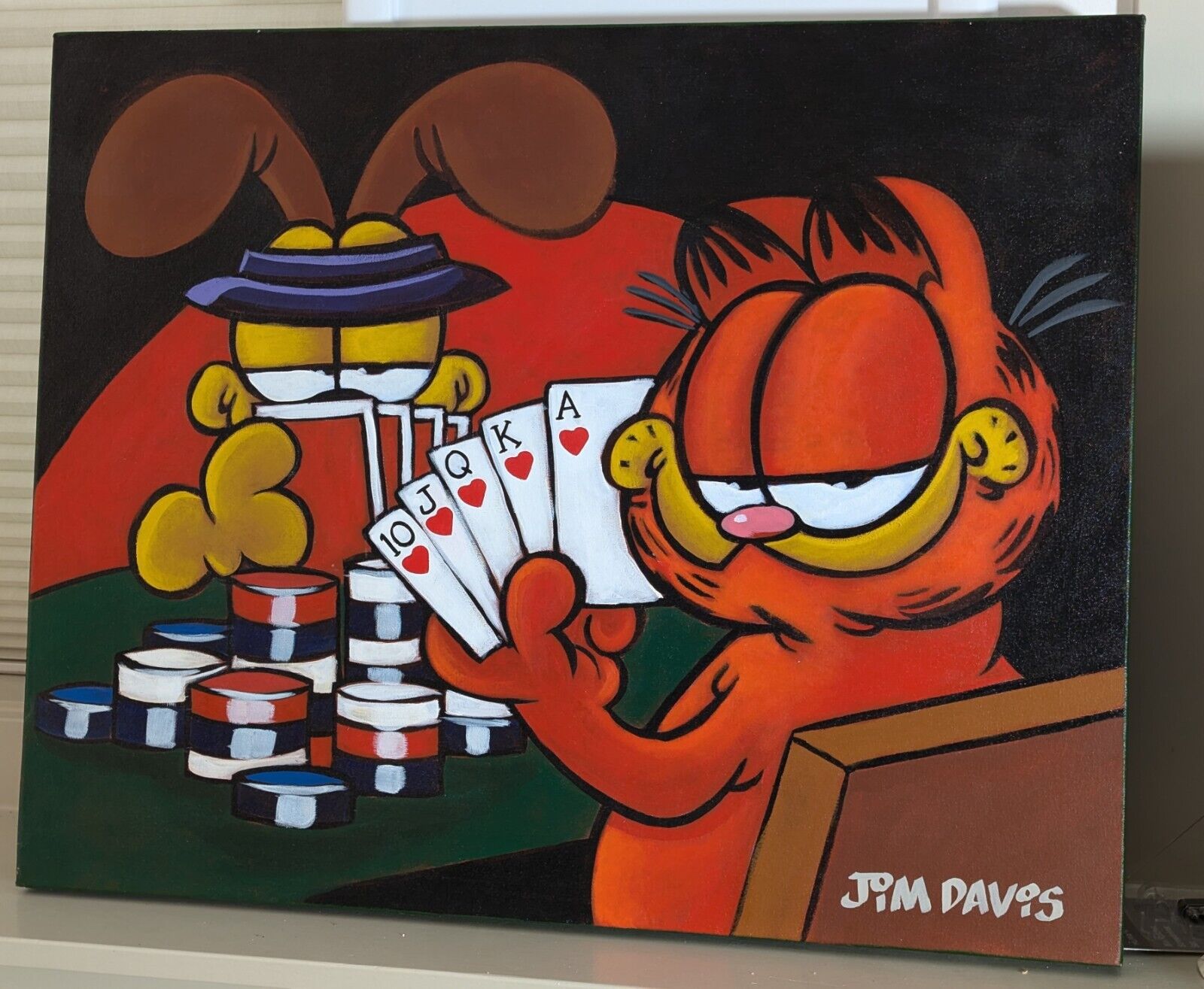 Garfield Jim Davis Signed Original Art 24" By 30" Acrylic On Canvas