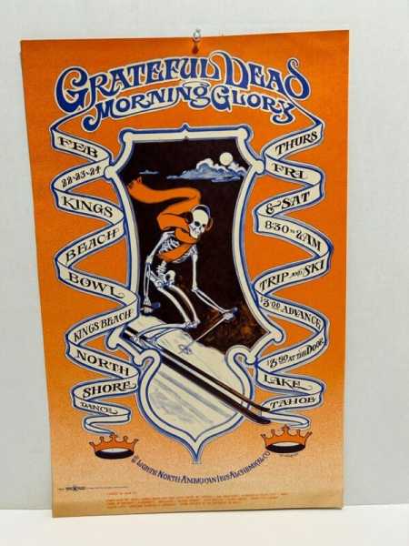 Original Authentic Grateful Dead Morning Glory Concert Poster 1968 Lake Tahoe NM