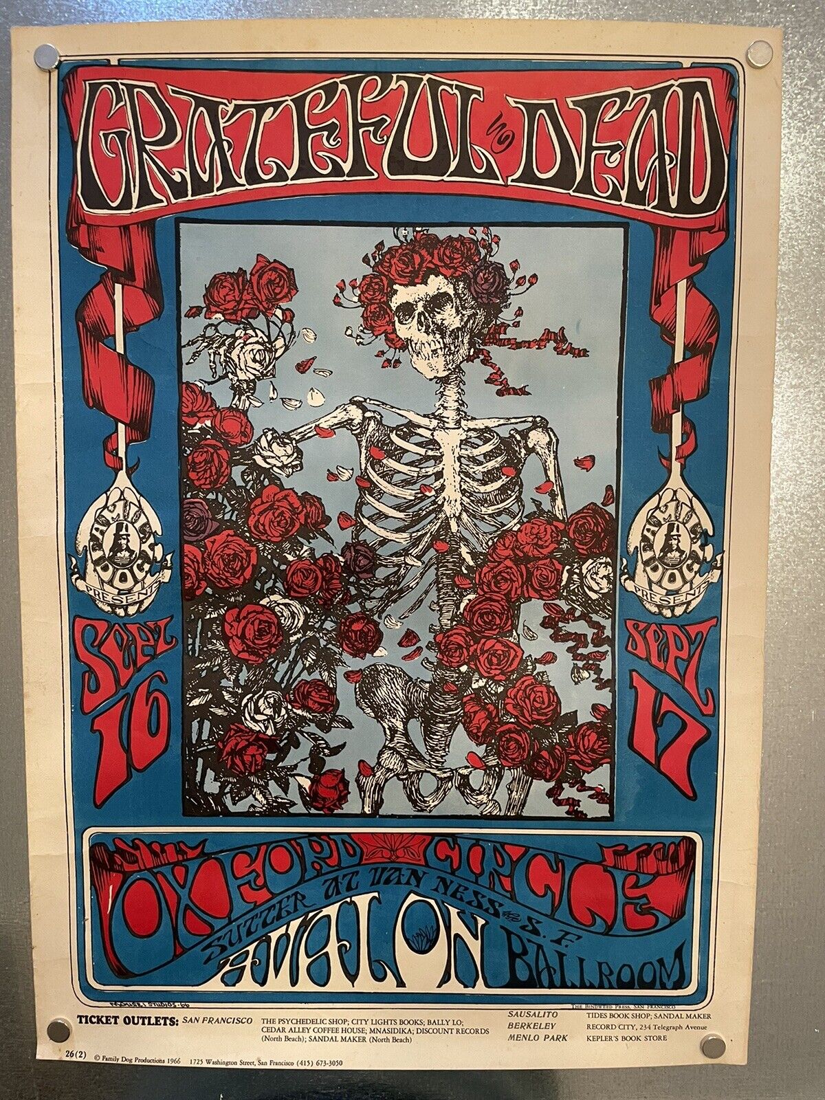 Grateful Dead FD-26(2). Avalon Ballroom 9/16-17/66. Skeleton  Roses Mouse Kelley