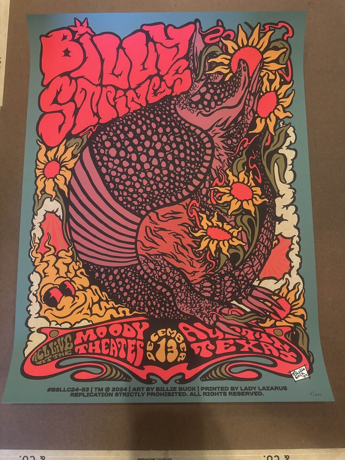 Billy Strings Austin City Limits Moody Theatre Poster 12/13/2024 Billie Buck
