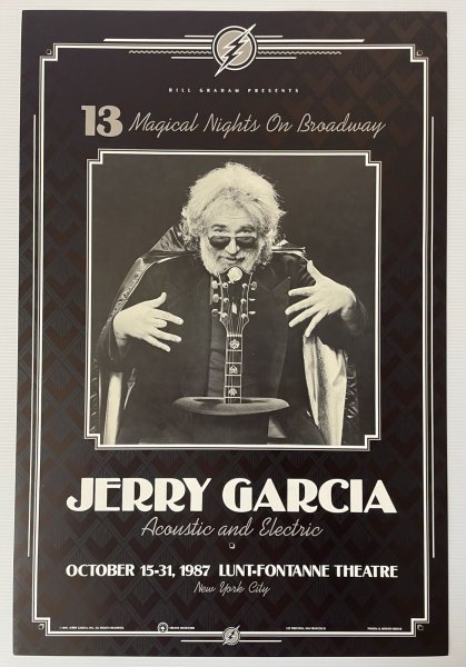 Jerry Garcia Concert Poster New York 1987 13 Magical Nights on Broadway