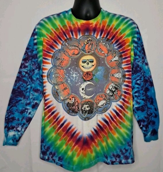 Vintage 1987 Grateful Dead Jerry Jasper Zodiac Lunar Sun Long Sleeve Shirt Large