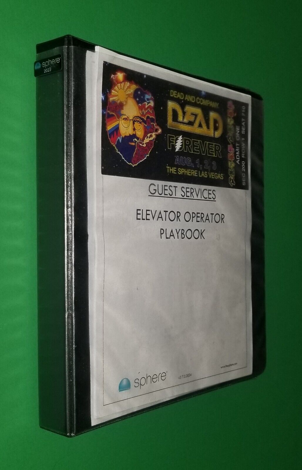 New ListingDEAD AND CO GRATEFUL DEAD RARE SPHERE SHOW BINDER NOTES, DECALS, BUTTON .