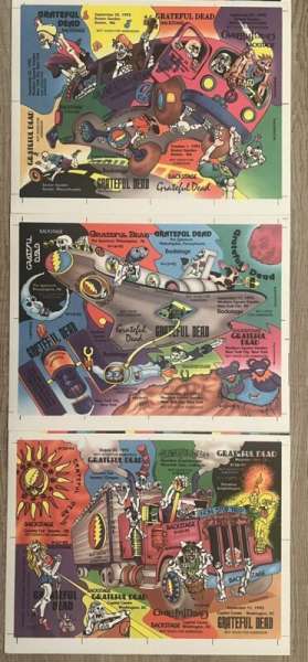 GRATEFUL DEAD PUZZLE BACKSTAGE PASS 3-PC SEMI TRUCK , MICRO BUS, SPACE SHUTTLE