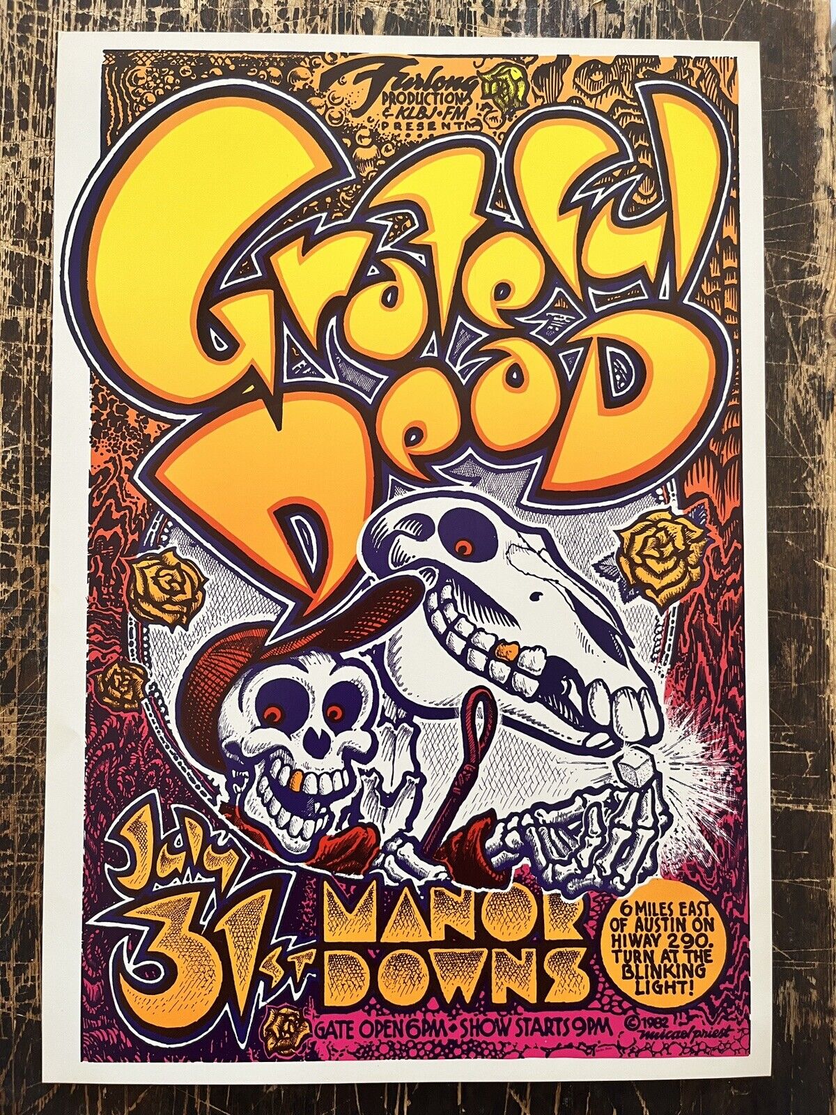 Grateful Dead Manor Downs Sugar cube poster Micael Priest 1982