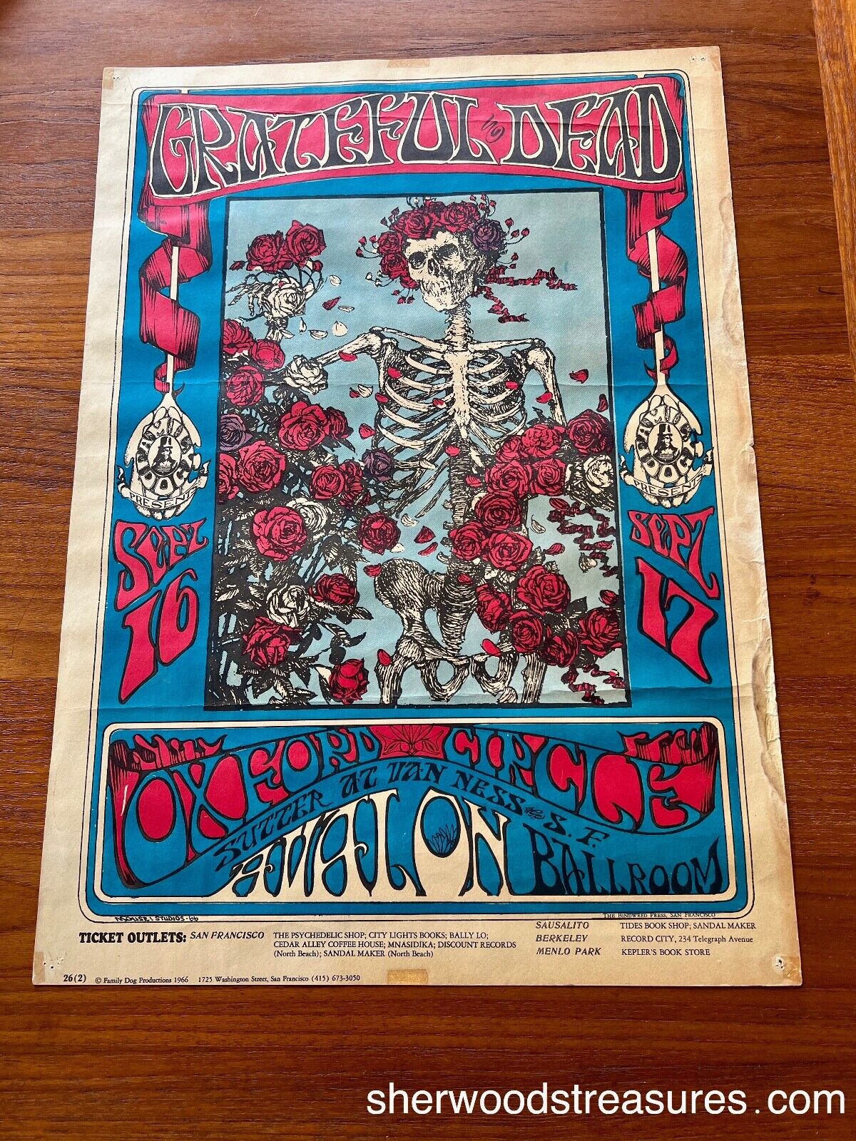 FD 26-2  GRATEFUL DEAD ORIGINAL POSTER STANLEY MOUSE KELLEY BINDWEED PRESS 1966