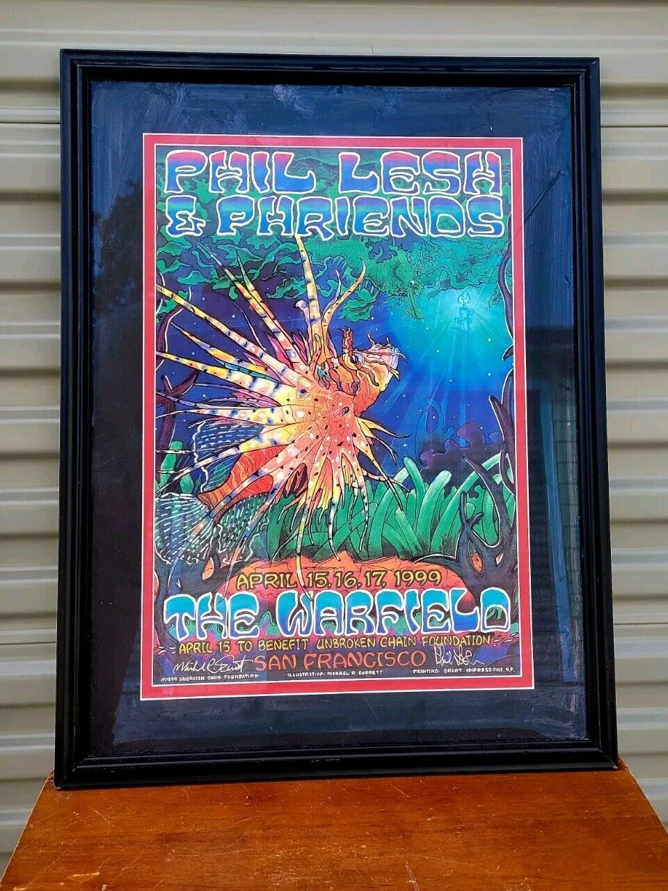 PHIL LESH SIGNED/ARTIST SIGNED FIRST PRINT FRAMED CONCERT POSTER EXC++