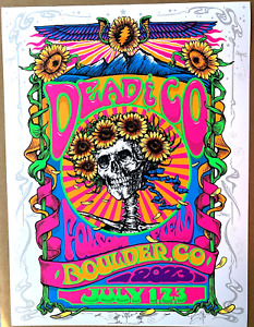 RARE Dead and Company Boulder CO 2023 DAY-GLO UV AP Poster SIGNED DOODLED S/N