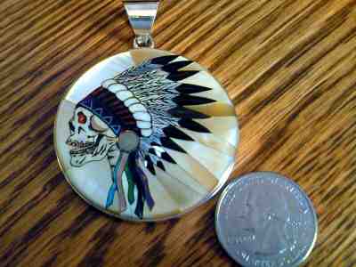 Grateful Dead Indian Pendant in Sterling Silver Full Headdress (must SEE/BUY)