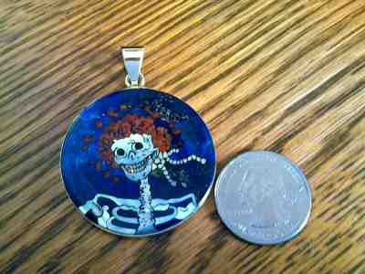 Grateful Dead Pendant "Bertha" Sterling Silver Genuine Handcut Inlayed Stones