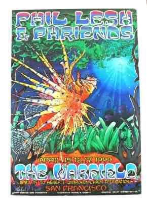 Phil Lesh & Friends w Phish SIGNED Poster Grateful Dead Kimock Everett 1999 SF