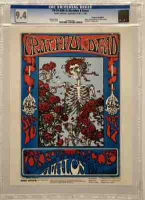 GRATEFUL DEAD FD26-OP-1 Skeleton Roses Original 1st Print Handbill CGC AOR BG