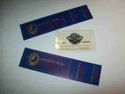 The Grateful Dead Back Stage Pass + 2 NOS Concert Tickets Lot