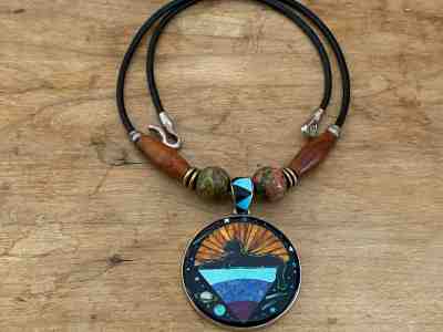 Sterling Silver Jerry Garcia Cats Down Under The Stars handmade pendant