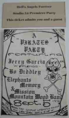 Hells Angels Jerry Garcia Handbill 1973 NYC John Lennon Studio 54 Ticket + Sign