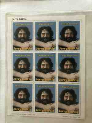 Sheet of International Collectors Society Jerry Garcia Grateful Dead Stamps COA