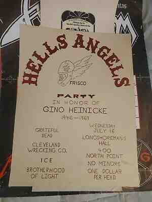 GRATEFUL DEAD HELLS ANGELS 1969 FIRST PRINTING RARE CONCERT POSTER 