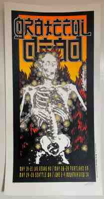Grateful Dead Alton Kelly Flaming Skelton 1995 Silkscreen Signed Very Fine