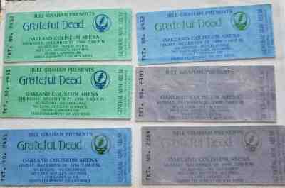 Grateful Dead 1984 to 1995 Ticket Stubs Lot of 70+ 