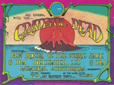 GRATEFUL DEAD UNUSED TICKET 12-22-1970 SACRAMENTO LISTED IN ART OF ROCK **MINT**