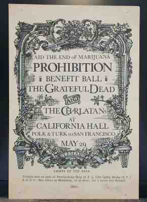 PROHIBITION HANDBILL GRATEFUL DEAD CHARLATANS CAL HALL FILLMORE FAMILY DOG ERA 