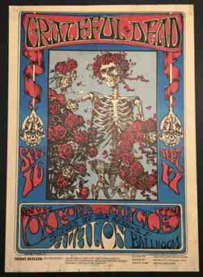GRATEFUL DEAD SKULL & ROSES  FAMILY DOG FD-26 ORIGINAL ICONIC CONCERT POSTER NR!