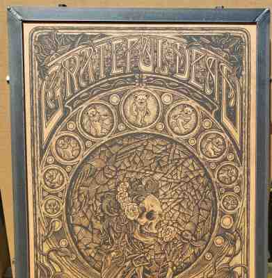 Grateful Dead Limited Edition Framed Print on Wood Veneer Luke Martin 18" X 36"