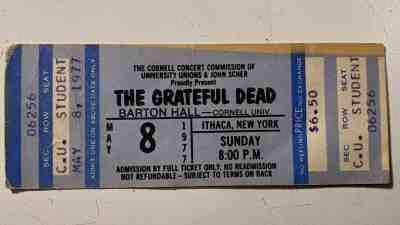 GRATEFUL DEAD unused ticket 5/8/77  Barton Hall - Cornell University