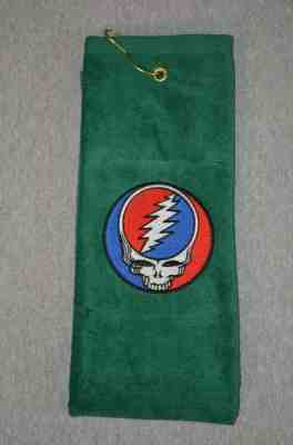Grateful Dead - Steal Your Face - Green  Tri Fold Golf Towel -Free Shipping