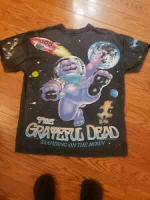 RARE BLACK GRATEFUL DEAD STANDING on the MOON 1995 "tour " t shirt