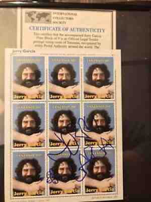 Jerry Garcia Grateful Dead Stamps Autographed With Certificate Of Authenticity
