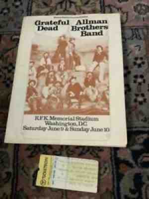 Grateful Dead & Allman Brothers 1973 Concert Program RFK Stadium & ticket stub