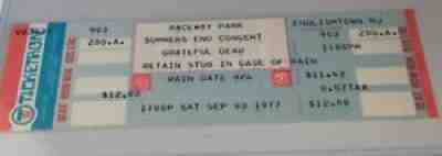 1977 GRATEFUL DEAD FULL TICKET STUB RACEWAY PARK N.J. 09/3/77