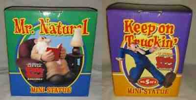 2 NIB R Crumb Little Big Ass Mini Statue Figurines MR NATURAL & KEEP ON TRUCKIN