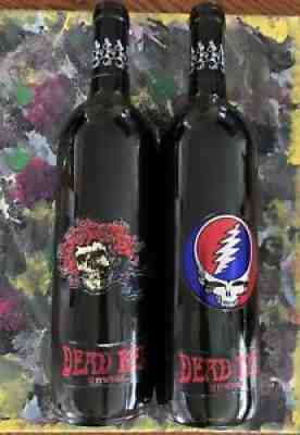 (2)Dead Red Unwine~GREATFUL DEAD~1st Ed 96 Unopened Skull Roses +Steal Your Face