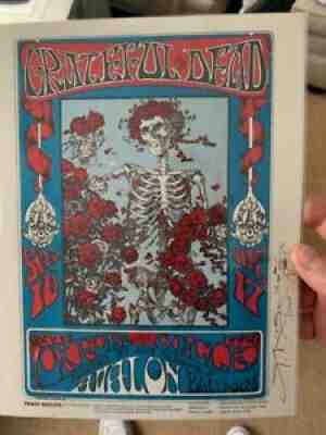 Signed FD-26 Grateful Dead Avalon Ballroom Skeleton Roses 1st Print Handbill