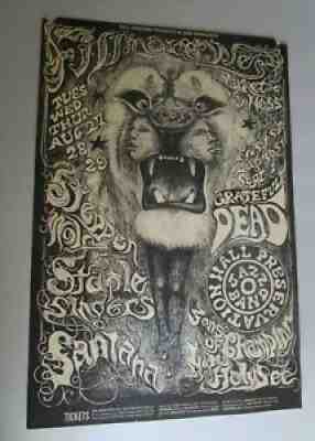 BG 134 Grateful Dead Santana 1968 Fillmore West Concert Poster