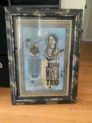 John Mayer Trio 2005 FRAMED and SIGNED Tour Poster.. RARE and COLLECTORS