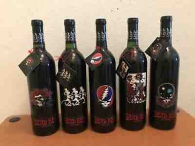 Grateful Dead - 5 Bottle Set Full Red Table Un-Wine Limited Edition 1996 + Tags