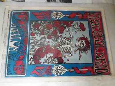 GRATEFUL DEAD FD 26(2) SKULL & ROSES POSTER VG EDGE CRIMPS 1 " TEAR 90 PINHOLES