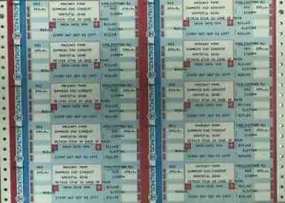 THE GRATEFUL DEAD 1977 SUMMERS END CONCERT RACEWAY PARK NJ 10 TICKET UNCUT SHEET