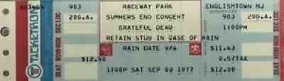 THE GRATEFUL DEAD 1977 SUMMERS END CONCERT RACEWAY PARK NJ UNUSED TICKET NM/MT