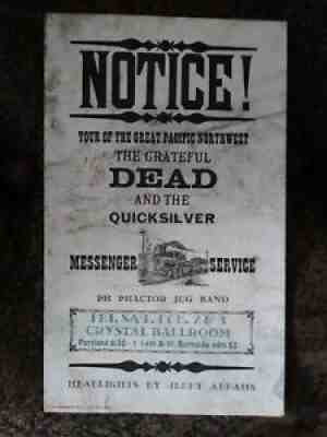 1968 GRATEFUL DEAD QMS NOTICE POSTER HANDBILL CRYSTAL BALLROOM FILLMORE AOR3.103