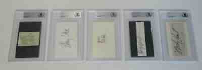 Jerry Garcia GRATEFUL DEAD Signed Autograph Auto 3x5 Set by All 5 Slab BAS JSA