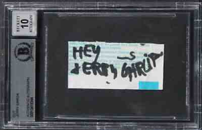 Jerry Garcia Grateful Dead Signed 1.35x2.35 Cut Sig Auto Graded 10! BAS Slabbed