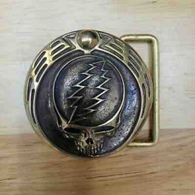Owsley Bear Stanley signed Grateful Dead Skull Steal Your Face Belt Buckle