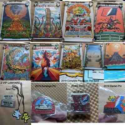 Lot of 11 Dead & Company Tour Poster Poster 2021 2019 2018 Pins Lanyards PITS