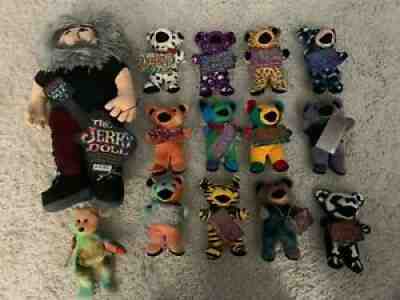 Grateful Dead Liquid Blue jerry Garcia with Beanie Bears collection with tags