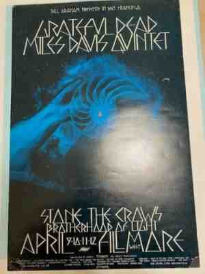 ORIGINAL 1970 GRATEFUL DEAD MILES DAVIS STONE THE CROWS FILLMORE POSTER BG227