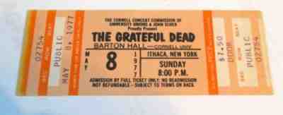 GRATEFUL DEAD TICKET - MAY 8, 1977 - BARTON HALL CORNELL -THE LIGHT
